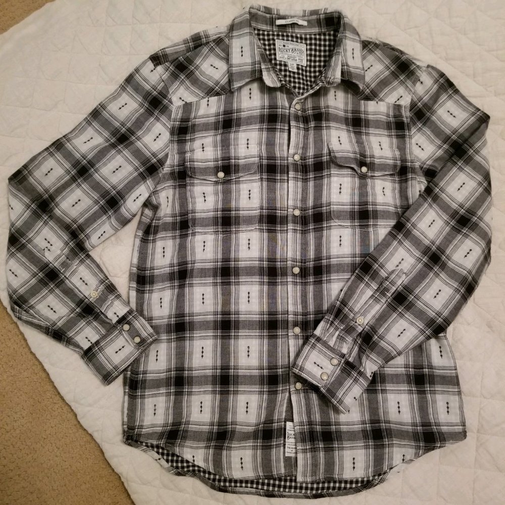 Lucky Brand Black & White Plaid Shirt